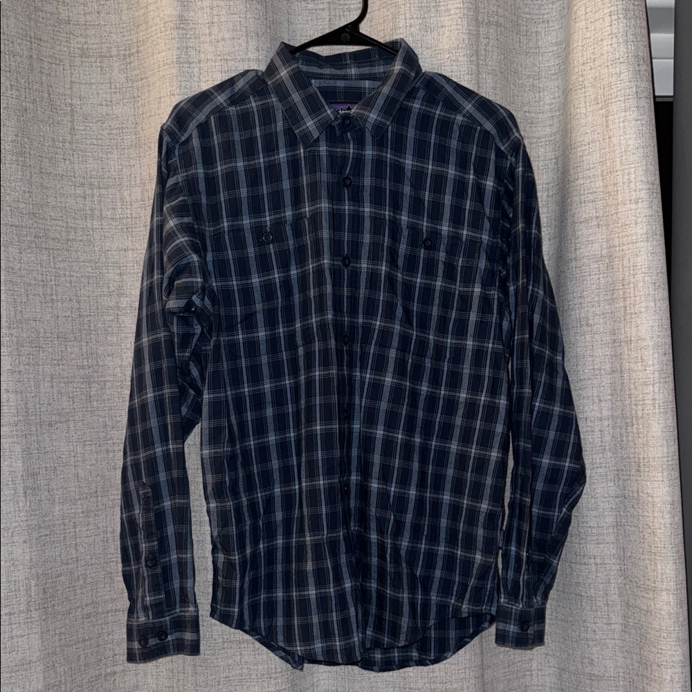 Patagonia Dark Blue Checkered Button Down Shirt